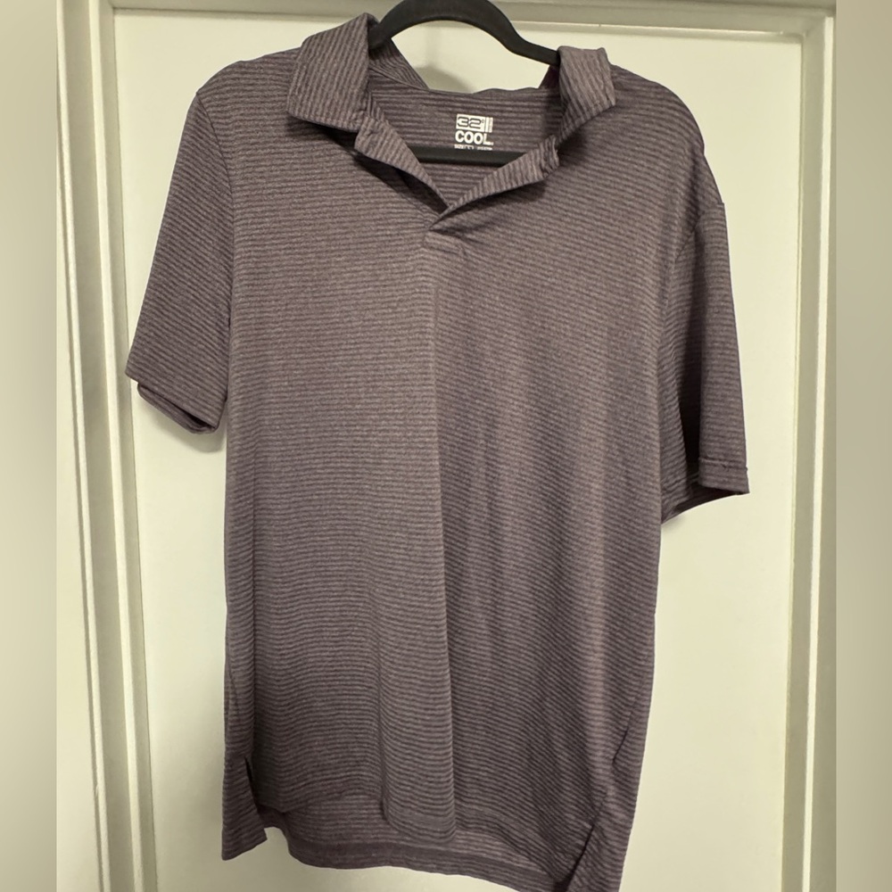 32 Degree faint stripe purple polo